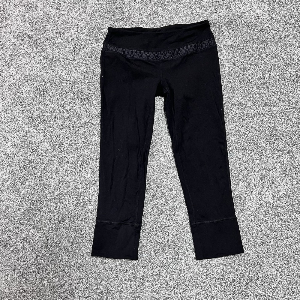 Prana Womens Cropped Leggings Black Yoga Athletic Capri Pants Size S RN 124977